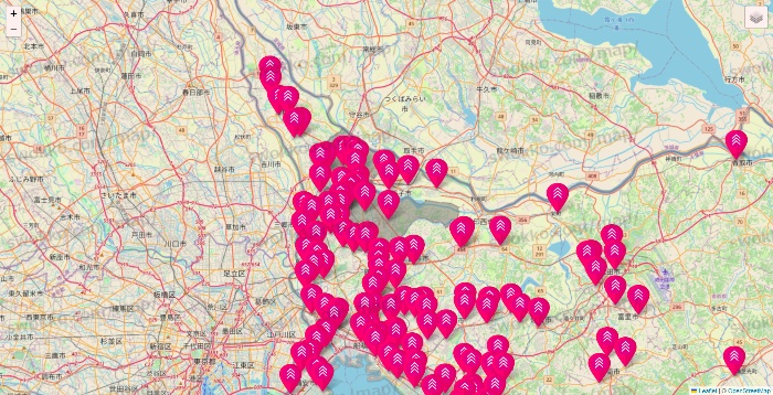 千葉県のダイソー（DASIO）の店舗地図