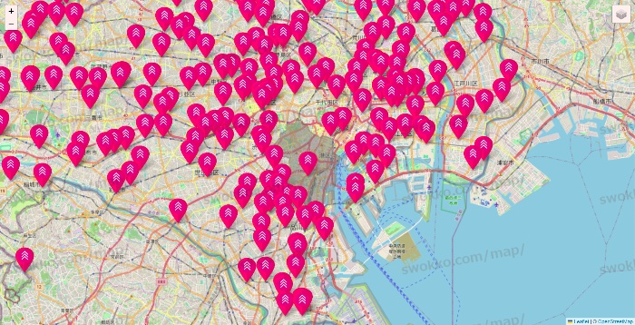 東京都のダイソー（DASIO）の店舗地図