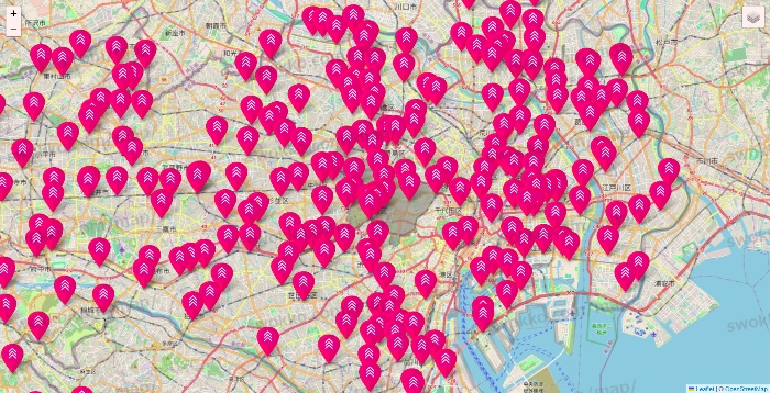 東京都のダイソー（DASIO）の店舗地図