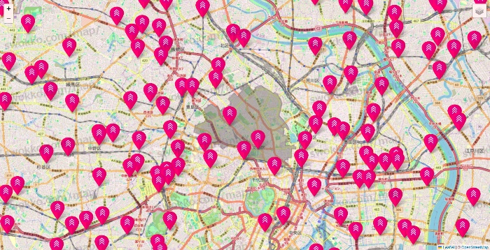 東京都のダイソー（DASIO）の店舗地図