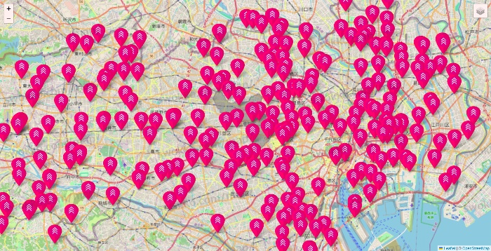 東京都のダイソー（DASIO）の店舗地図