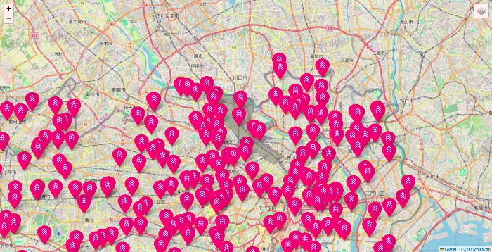 東京都のダイソー（DASIO）の店舗地図