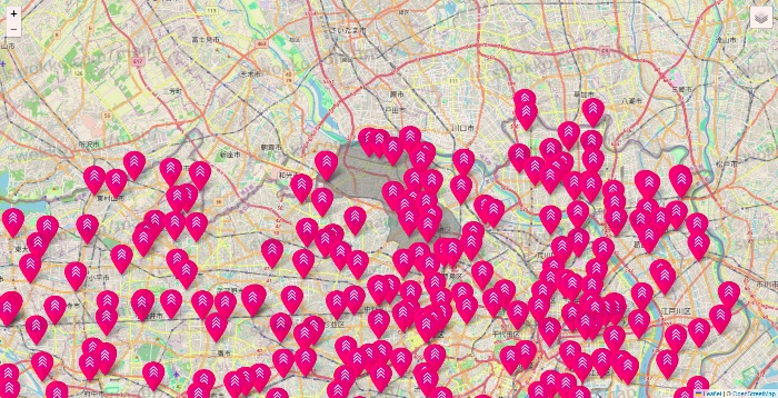 東京都のダイソー（DASIO）の店舗地図