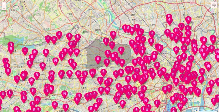 東京都のダイソー（DASIO）の店舗地図