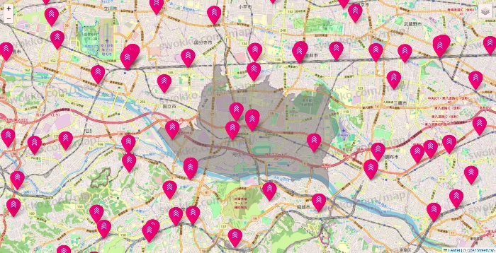 東京都のダイソー（DASIO）の店舗地図