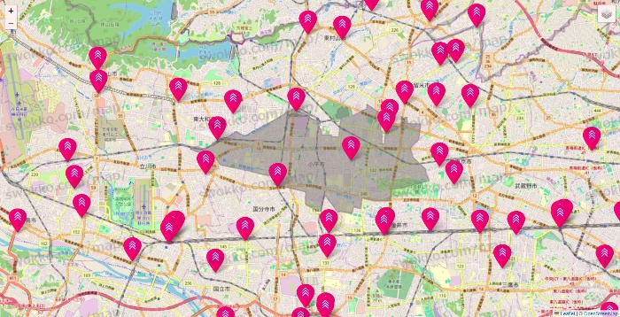 東京都のダイソー（DASIO）の店舗地図