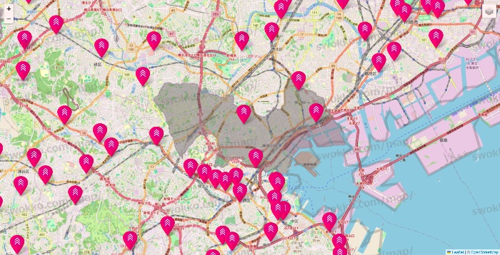 神奈川県のダイソー（DASIO）の店舗地図