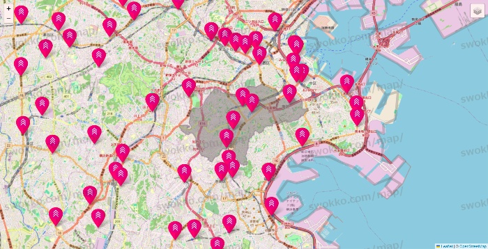 神奈川県のダイソー（DASIO）の店舗地図