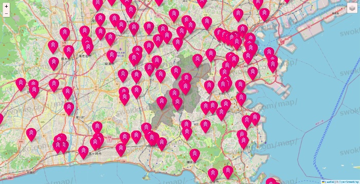 神奈川県のダイソー（DASIO）の店舗地図