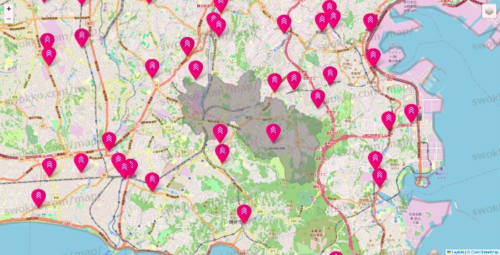 神奈川県のダイソー（DASIO）の店舗地図