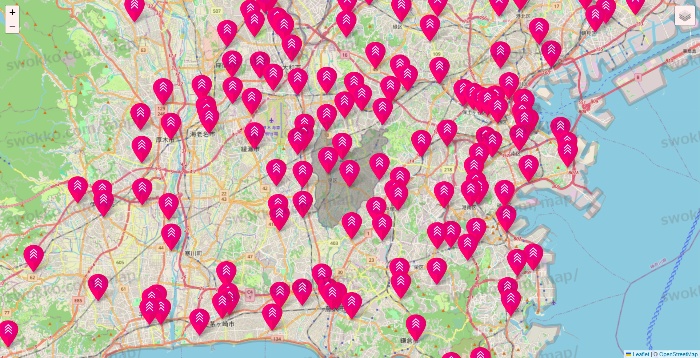神奈川県のダイソー（DASIO）の店舗地図