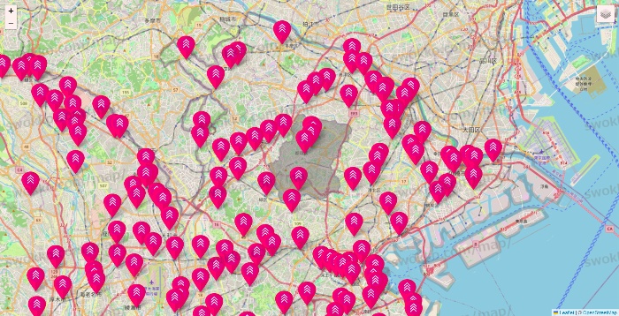 神奈川県のダイソー（DASIO）の店舗地図