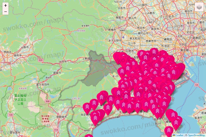 神奈川県のダイソー（DASIO）の店舗地図