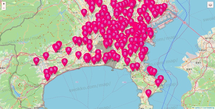 神奈川県のダイソー（DASIO）の店舗地図