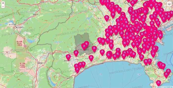 神奈川県のダイソー（DASIO）の店舗地図
