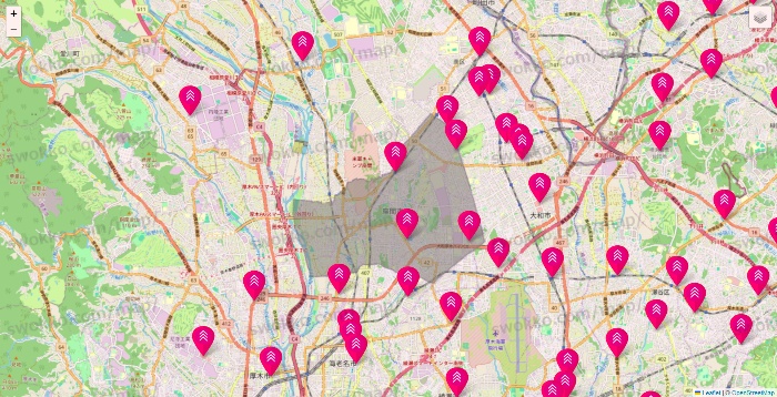 神奈川県のダイソー（DASIO）の店舗地図