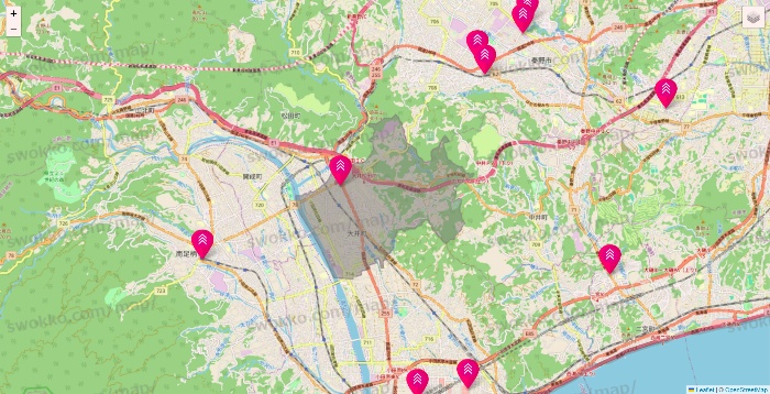 神奈川県のダイソー（DASIO）の店舗地図