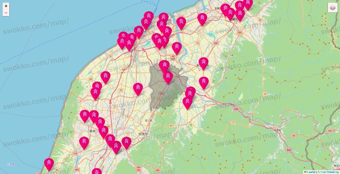 新潟県のダイソー（DASIO）の店舗地図