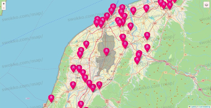 新潟県のダイソー（DASIO）の店舗地図