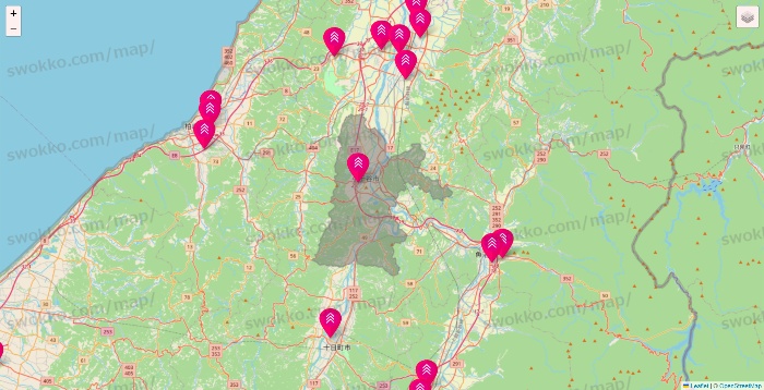 新潟県のダイソー（DASIO）の店舗地図