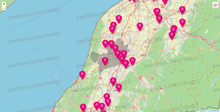 新潟県のダイソー（DASIO）の店舗地図