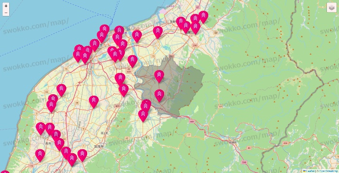 新潟県のダイソー（DASIO）の店舗地図