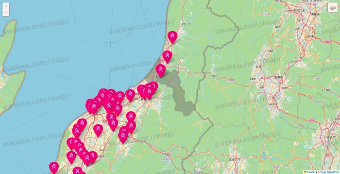 新潟県のダイソー（DASIO）の店舗地図