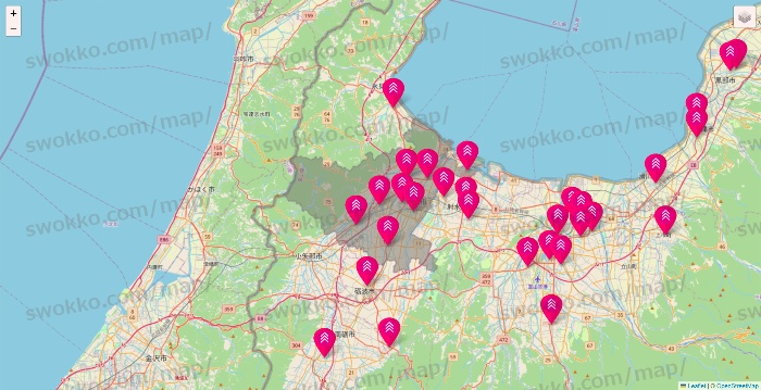 富山県のダイソー（DASIO）の店舗地図