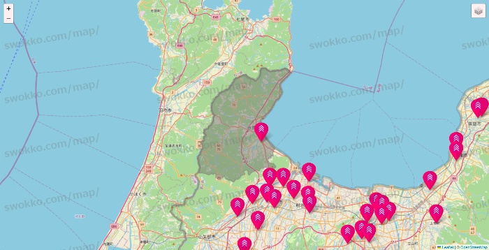 富山県のダイソー（DASIO）の店舗地図