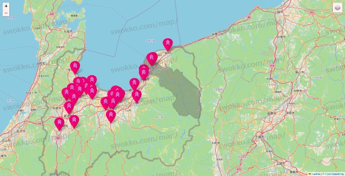 富山県のダイソー（DASIO）の店舗地図