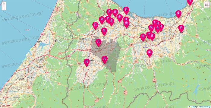 富山県のダイソー（DASIO）の店舗地図