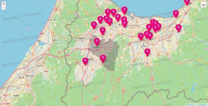 富山県のダイソー（DASIO）の店舗地図