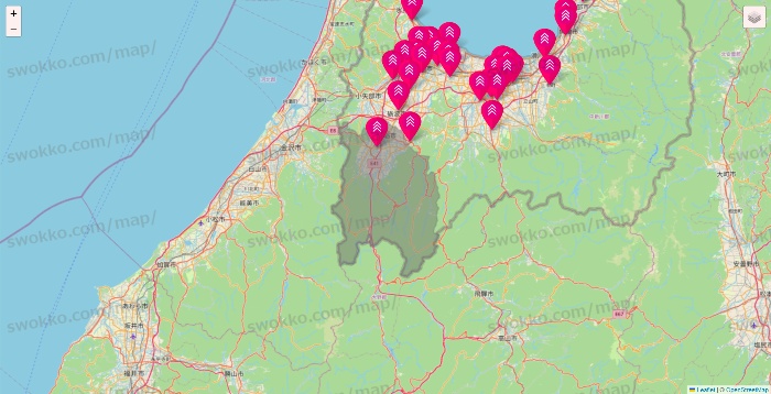 富山県のダイソー（DASIO）の店舗地図