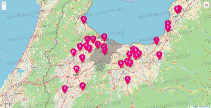 富山県のダイソー（DASIO）の店舗地図
