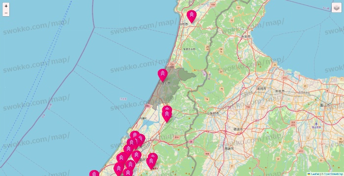 石川県のダイソー（DASIO）の店舗地図