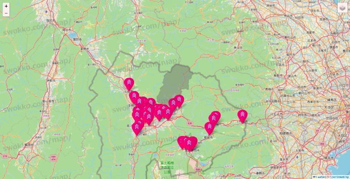 山梨県のダイソー（DASIO）の店舗地図