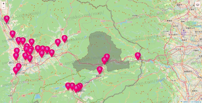 山梨県のダイソー（DASIO）の店舗地図