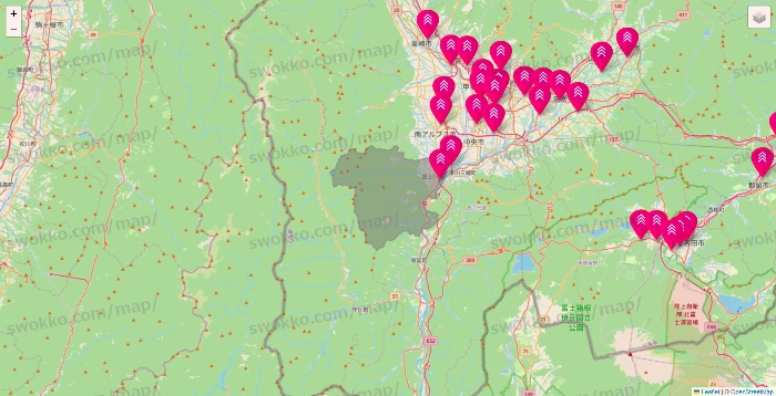 山梨県のダイソー（DASIO）の店舗地図