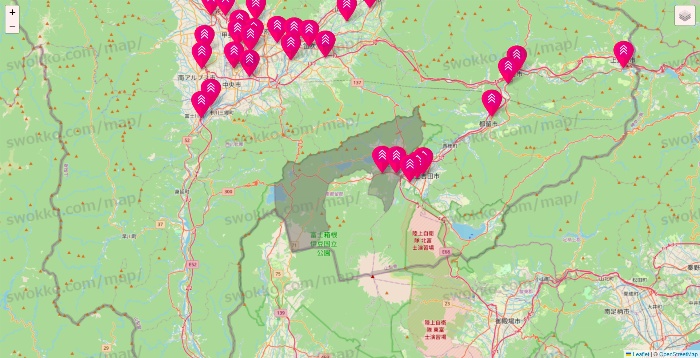 山梨県のダイソー（DASIO）の店舗地図