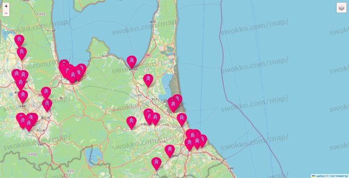 青森県のダイソー（DASIO）の店舗地図