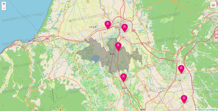 青森県のダイソー（DASIO）の店舗地図