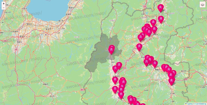 長野県のダイソー（DASIO）の店舗地図