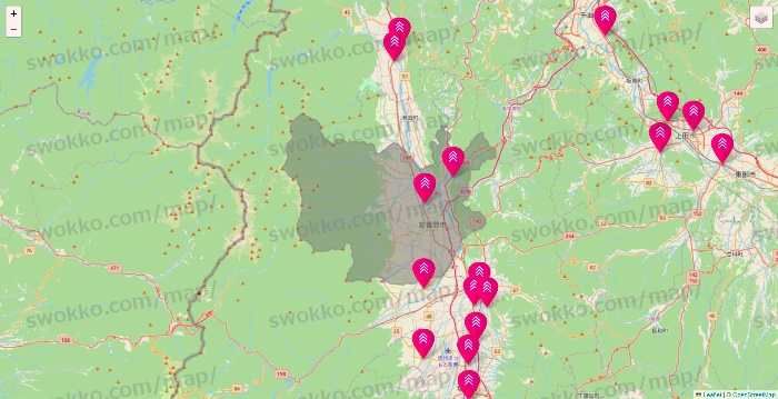 長野県のダイソー（DASIO）の店舗地図
