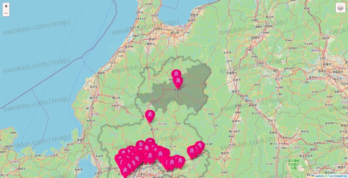 岐阜県のダイソー（DASIO）の店舗地図