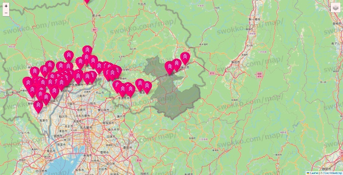 岐阜県のダイソー（DASIO）の店舗地図