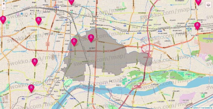 岐阜県のダイソー（DASIO）の店舗地図
