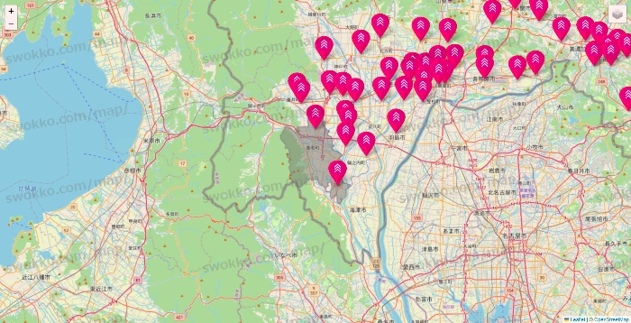 岐阜県のダイソー（DASIO）の店舗地図