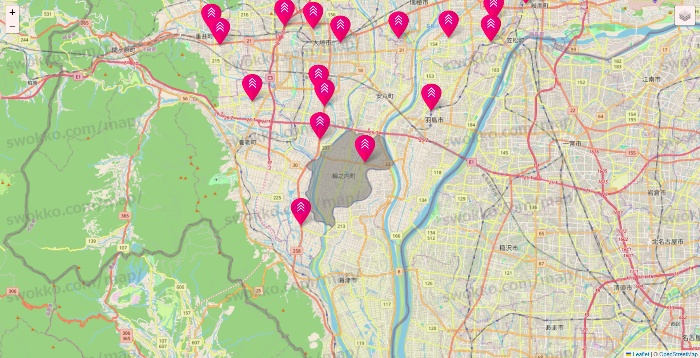 岐阜県のダイソー（DASIO）の店舗地図