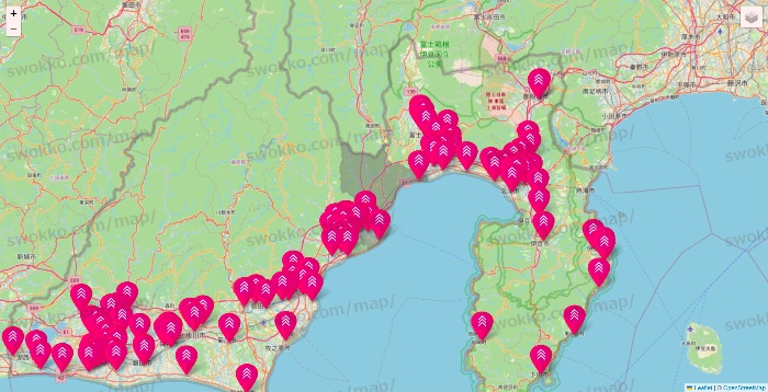 静岡県のダイソー（DASIO）の店舗地図