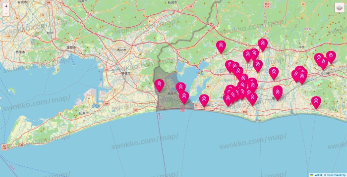 静岡県のダイソー（DASIO）の店舗地図